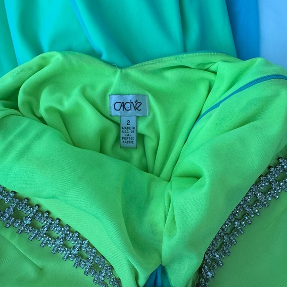 Cache Green and Blue Embellished Dress a Brilliant Rhinestone Center and Back - Picture 4 of 4